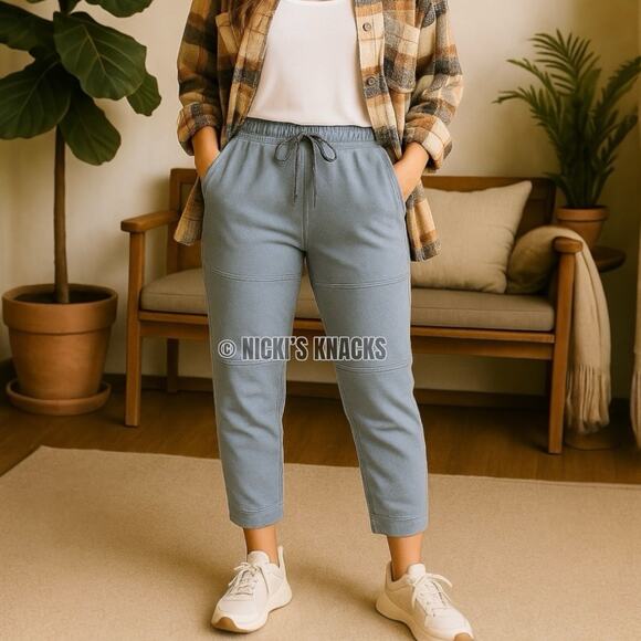 Nanette Lepore Super Soft 7/8 Fleece Jogger Lounge Pants in Skyfall Blue Size M - Picture 1 of 9